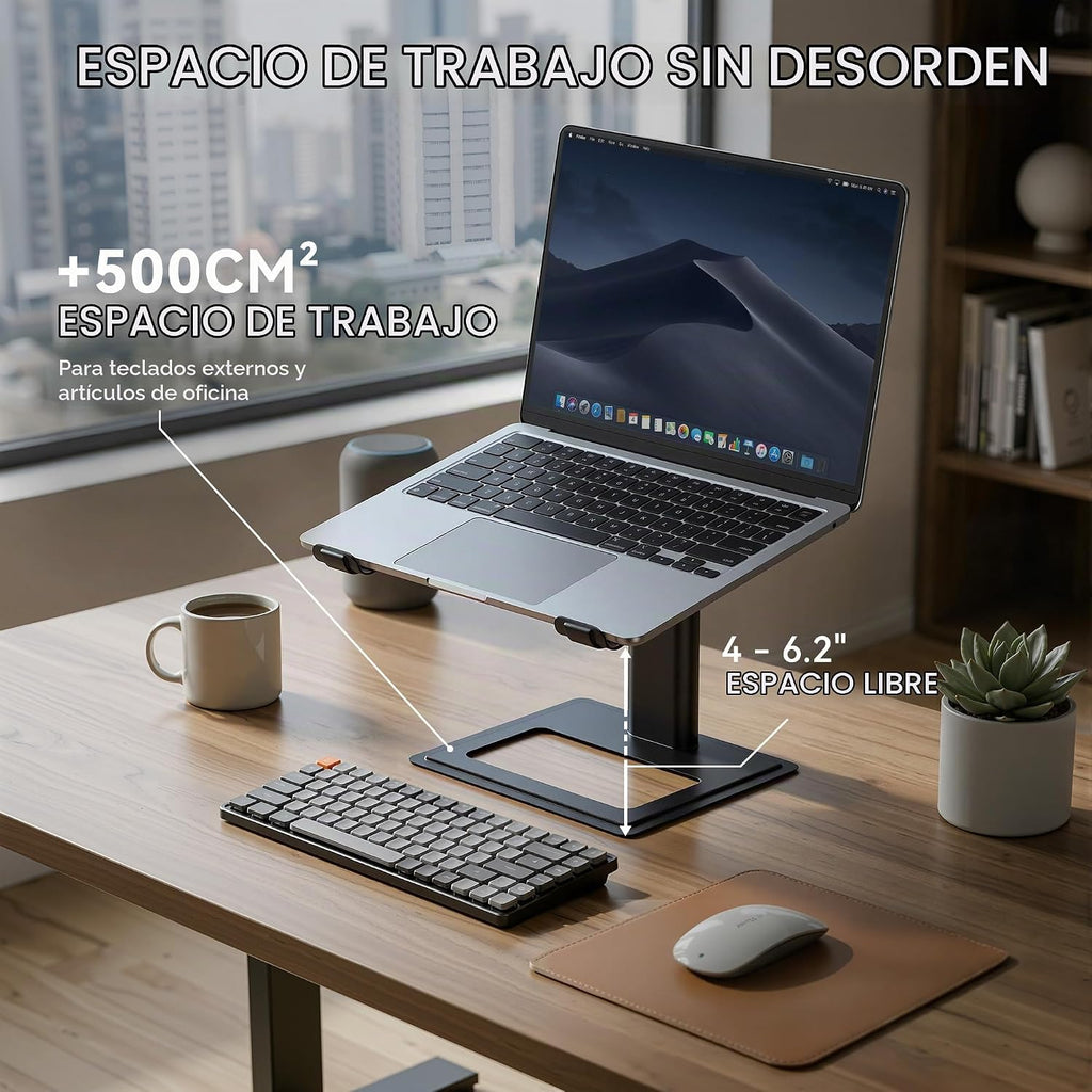 SOUNDANCE Soporte Ajustable para Laptop, Elevador de Aluminio, 10-17.3", Negro