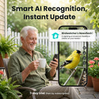 Comedero inteligente para aves Birdfy con cámara, comedero colgante solar