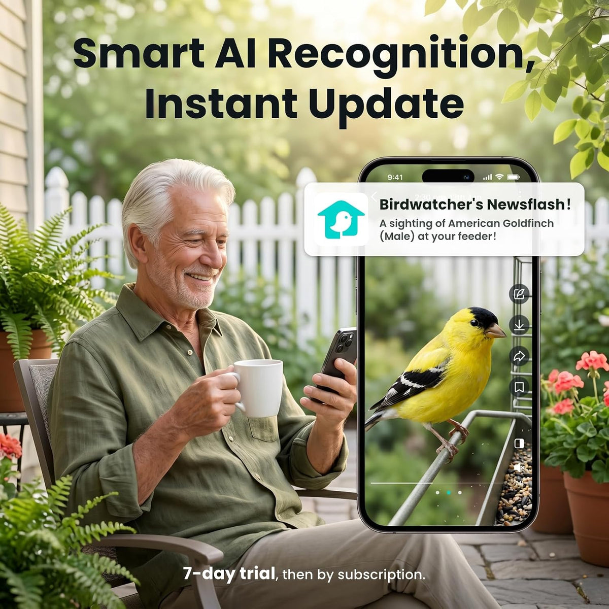 Comedero inteligente para aves Birdfy con cámara, comedero colgante solar