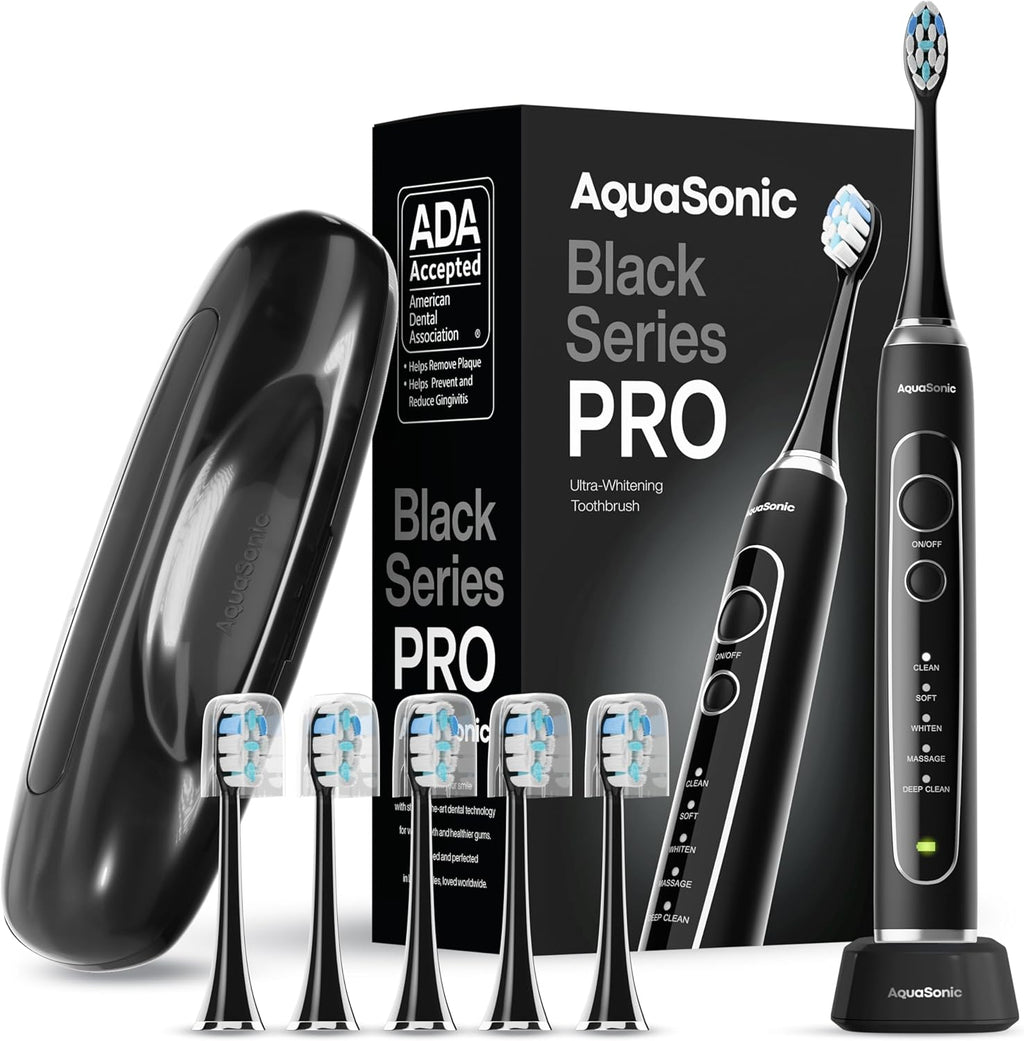Aquasonic Black Series PRO – Cepillo de dientes eléctrico ultrablanqueador