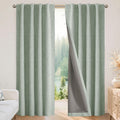 Joydeco - Cortinas 100 % opacas para dormitorio, cortinas de lino natural, cortinas de bloqueo de luz con aislamiento térmico, bolsillo para barra y pestaña trasera