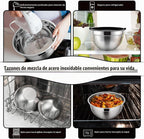 P&P CHEF Juego de tazones de metal con tapas, tapas herméticas y color