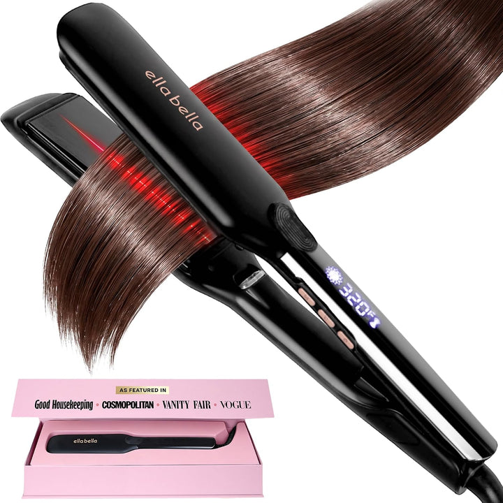 ELLA BELLA® Titanium Flat Iron Hair Straightener Large with Infrare...