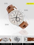 Reloj cronógrafo Invicta Rally S1 para hombre, de acero inoxidable, con correa de cuero marrón