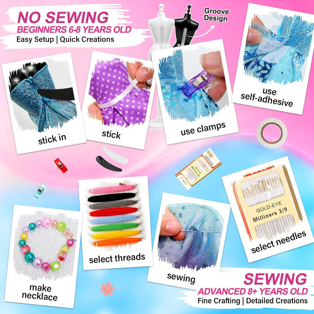 Axirata Kit de diseño de moda para niñas, kits de costura, juguetes y