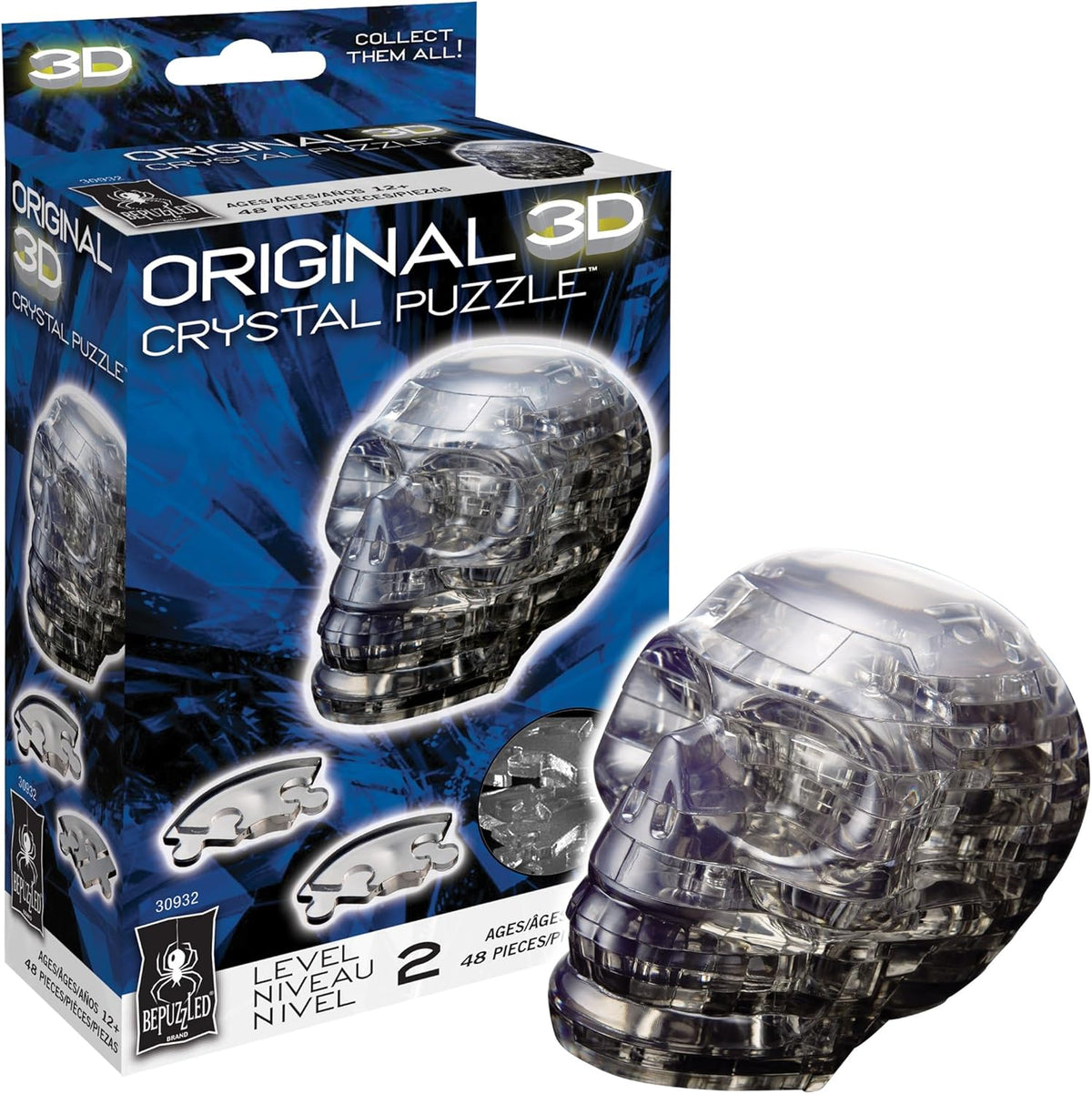 BePuzzled Rompecabezas de cristal 3D original de cráneo a