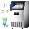 EUHOMY Máquina de hielo comercial, 120 libras/24 horas, máquina de hielo de acero inoxidable debajo del mostrador con filtro de agua, contenedor de almacenamiento de 33 libras, 45 cubos en 8-12
