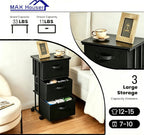 Cómoda de almacenamiento con 3 cajones, cómoda de tela, torre de almacenamiento vertical para dormitorio, armario, oficina, negro