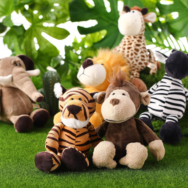 Zhanmai - Juego de 6 animales de peluche de safari de animales de l...