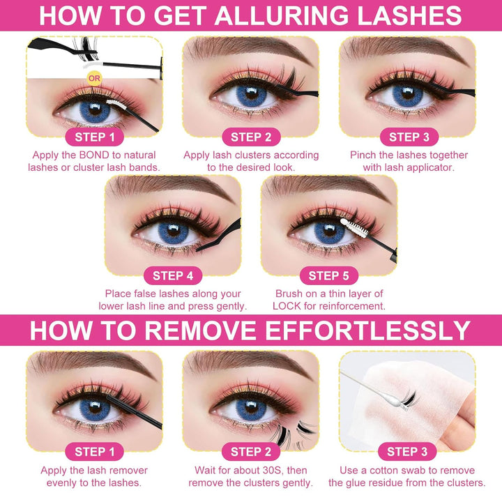 Fowendia Manga Lash Clusters Wanna Be 8-18mm, racimos de pestañas d...