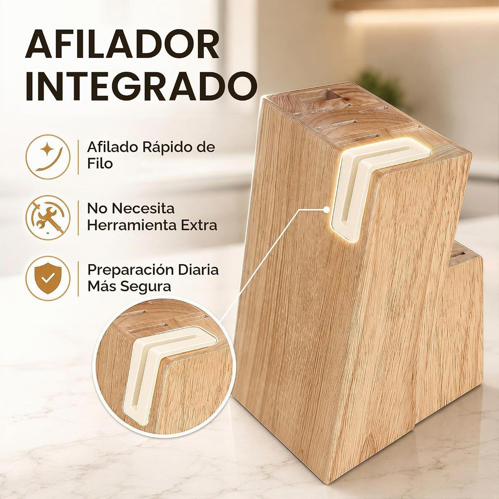 Juego de bloques de cuchillos de cocina de 14 piezas con afilador