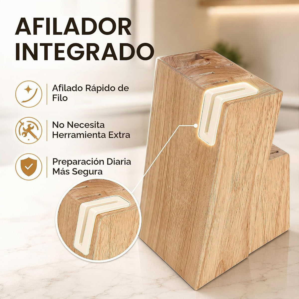 Juego de bloques de cuchillos de cocina de 14 piezas con afilador
