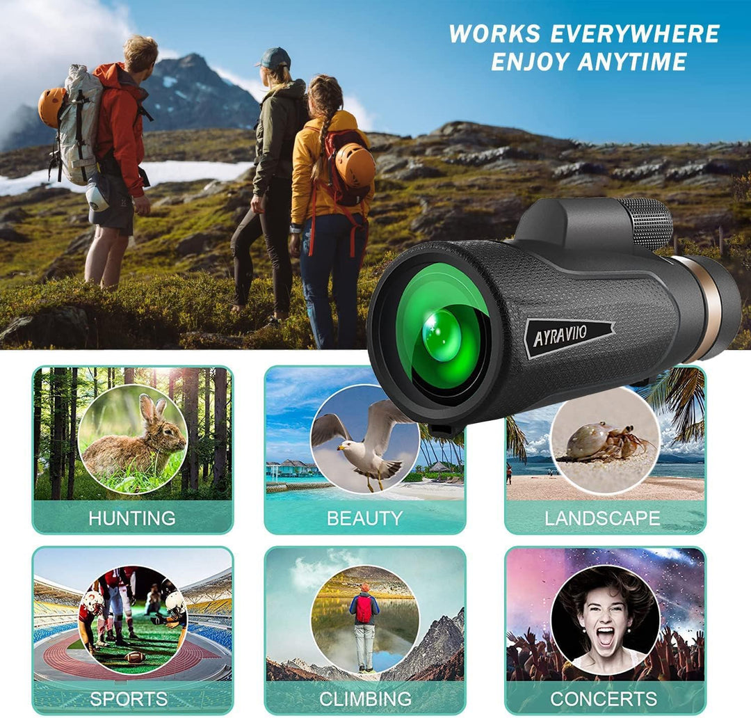 AYRAVIIO Telescopio monocular de 12 x 60 pulgadas con