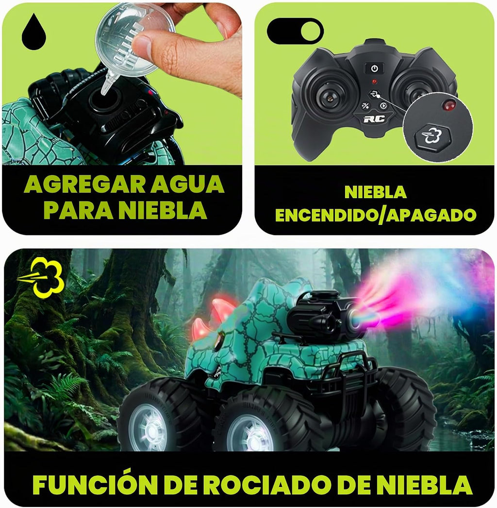 BEZGAR Monster Truck Toys, coches RC con spray de niebla y luz, dos