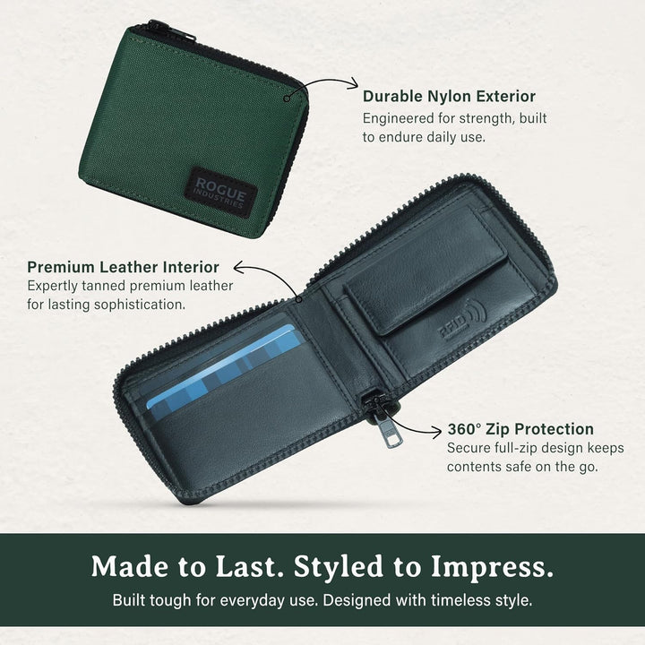 ROGUE WALLET Carteras interiores de piel auténtica para hombres, co...