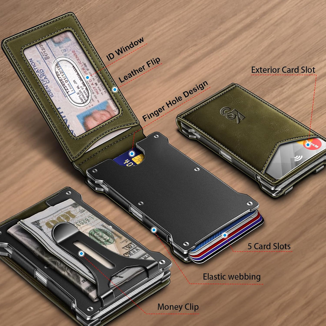 KEMISANT Billetera para hombre - Cartera delgada con clip para dine...