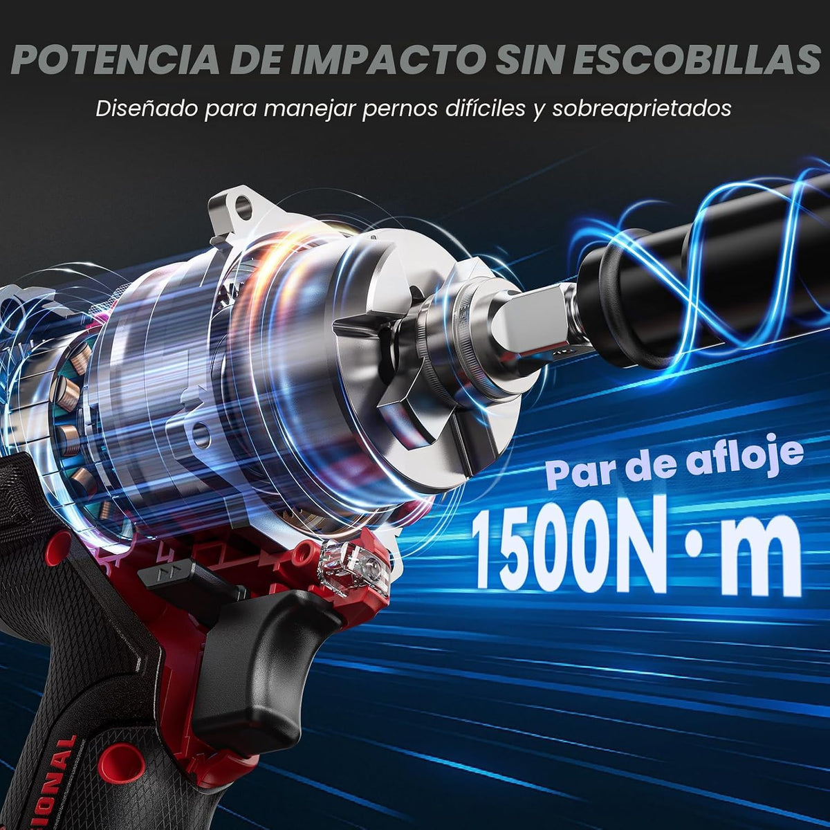 ARCCAPTAIN Atornillador/Impacto sin Cable, 1500 N.m (1106 Ft-lb) 1/2" Atornilladora de Impacto