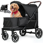 ELEMARA Cochecito grande para perros con rampa para caminar, hasta 110 libras, cochecito resistente para perros grandes y 2 perros medianos, vagón todo terreno para mascotas mayores, heridas y