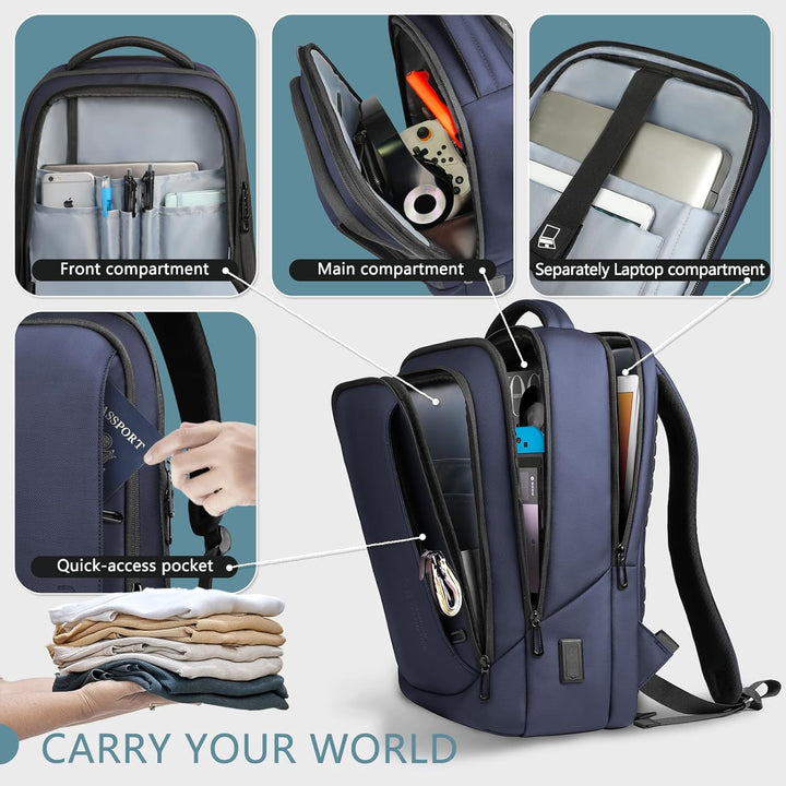 hk Mochila para laptop para hombres con puerto de carga USB para ne...