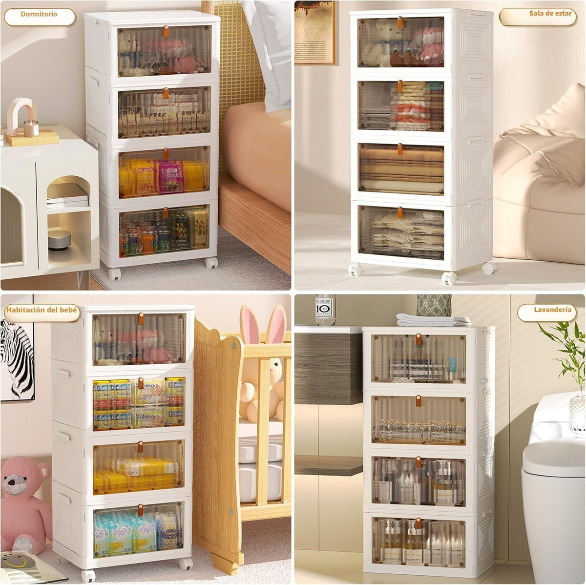 4 Tier Plastic Storage Bins con Lid 23QT, Stackable Storage Bins