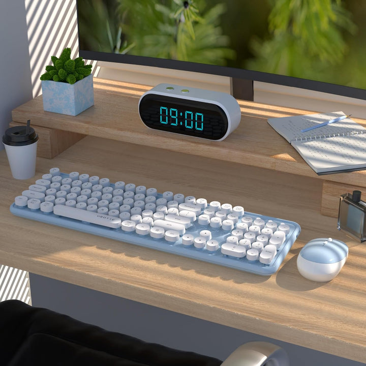 UBOTIE Teclado inalámbrico colorido para computadora y mouse óptico...