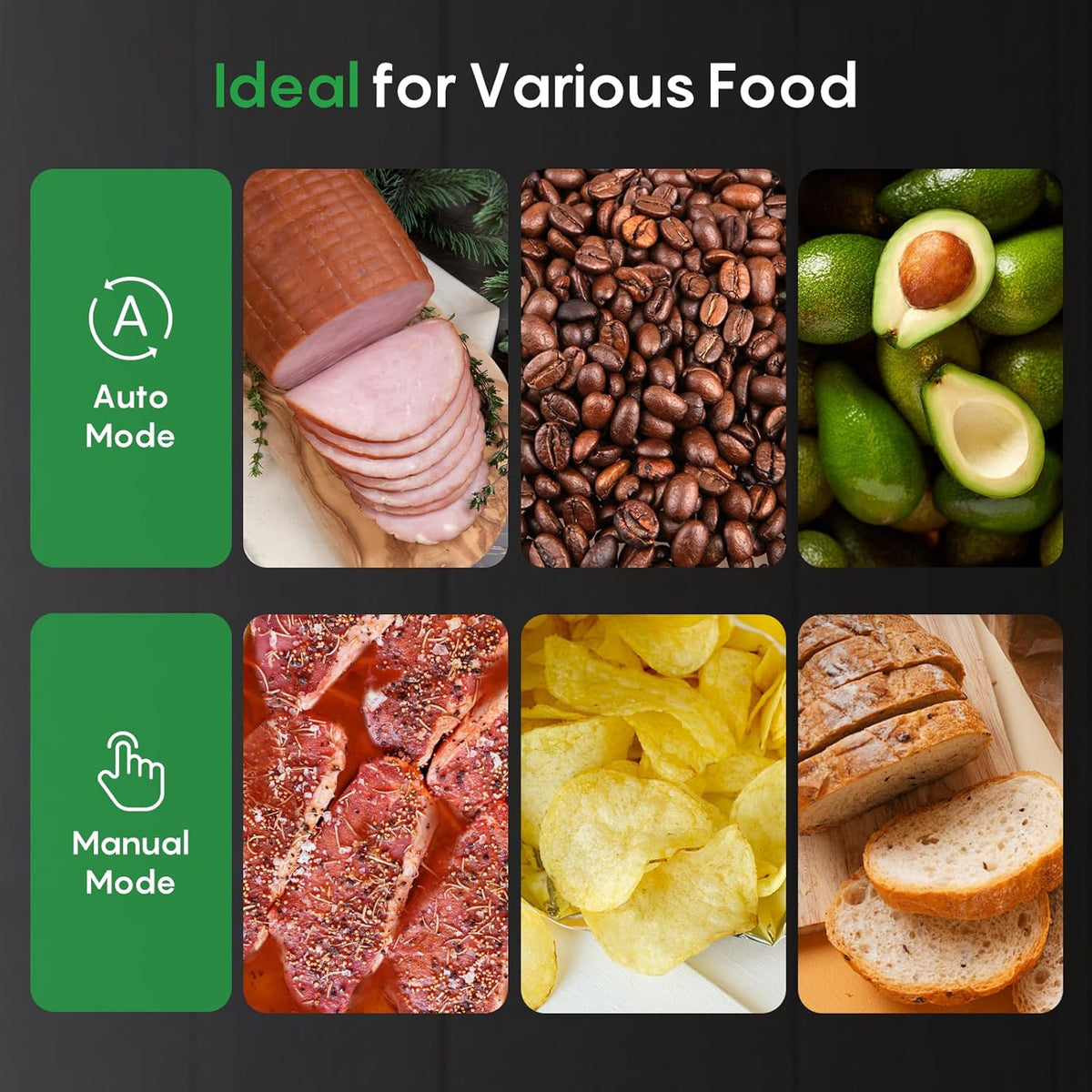 FRESKO Sellador al vacío para alimentos con detección automática de bolsas y cortador incorporado