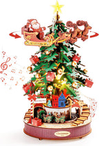 Rolife Rompecabezas 3D para adultos, árbol de Navidad musical de madera de 15.7 pulgadas, kit de construcción de modelos, manualidades, decoración para adultos, regalos para niños y niñas