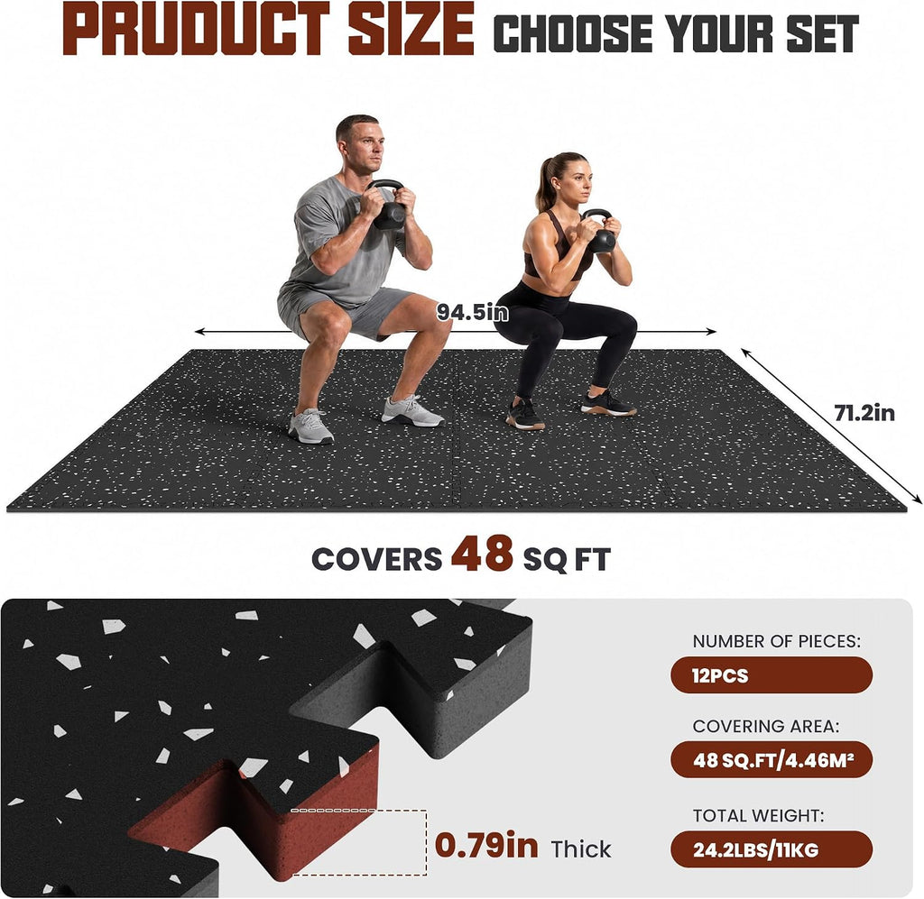 Suelo de gimnasio 0.56"/ 0.79" de grosor con parte superior de goma, tapete
