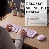 UBOTIE Combo de teclado y mouse inalámbricos, 110 teclas redondas r...