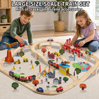 Juego de tren de madera de 120 piezas, tren de juguete con pistas para niños de 3 a 10 años, compatible con las principales marcas, juego de ferrocarril para niños y niñas