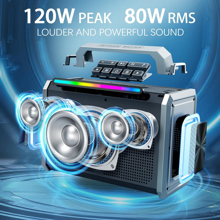 TYOTY Altavoz Bluetooth portátil de 80 W, sonido estéreo inalámbric...