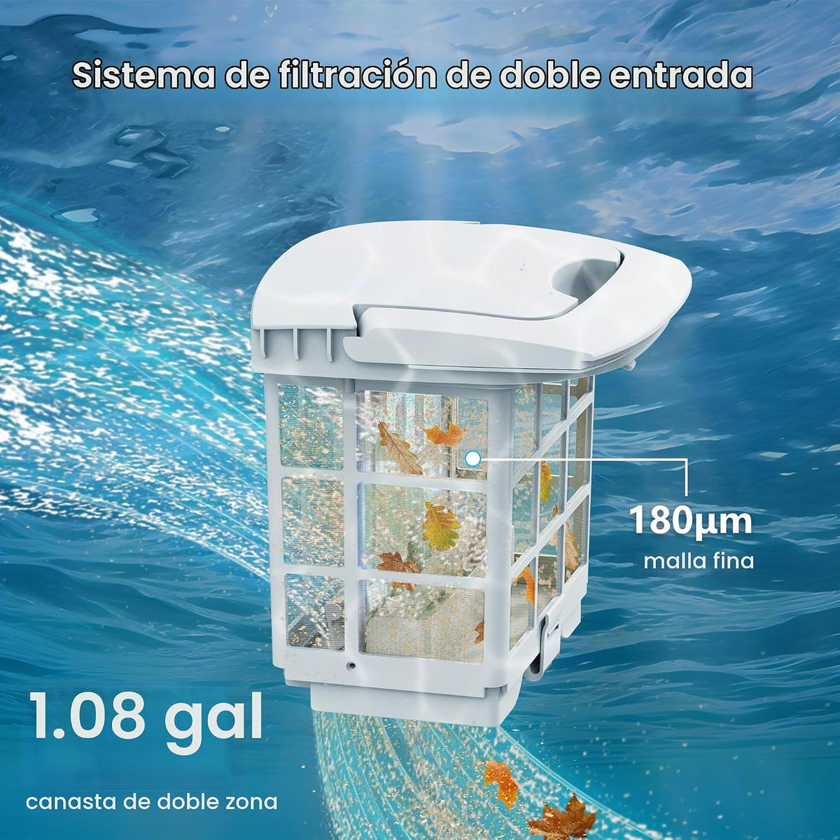 Hydro3 - Robot de vacío inalámbrico para piscina con bombas dobles Tumbo