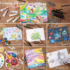 Shuttle Art Kit de arte de regalo de lujo, juego de 202 piezas de suministros de arte de madera con 4 almohadillas de dibujo, lienzos, hojas para colorear, pintura acrílica, crayones y pasteles al óleo, lápices de colores para niños