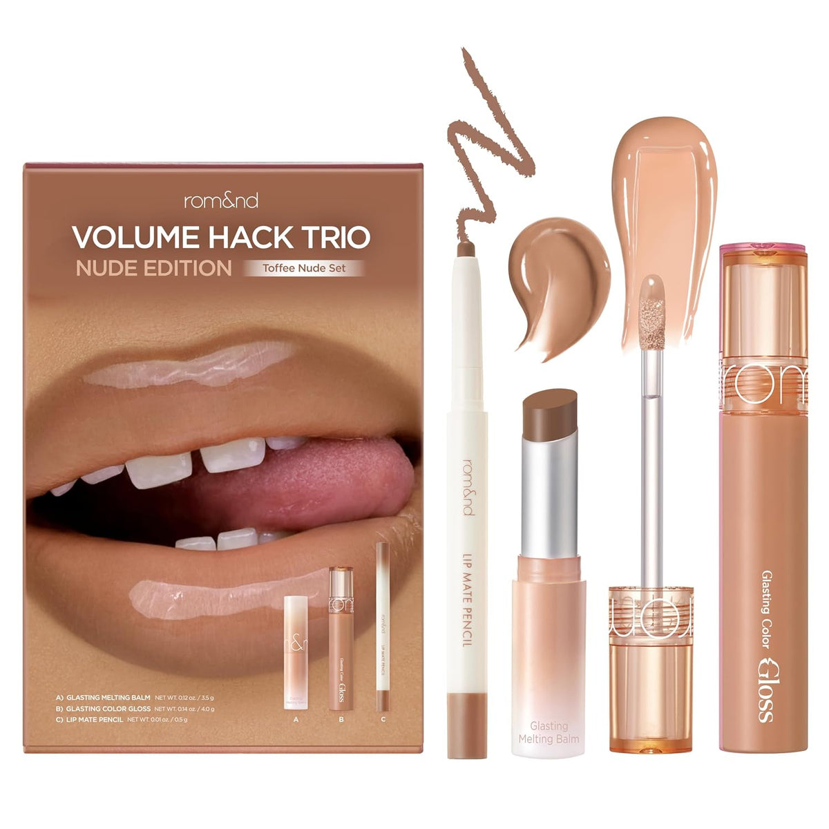 rom&amp;nd Volume Hack Trio Lip Plumping Set \u2013 Toffee Nude Edi...