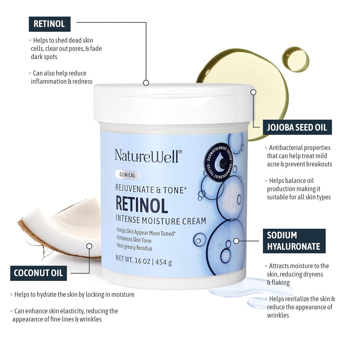 Crema hidratante Retinol Nature Well Clinical grande tubo