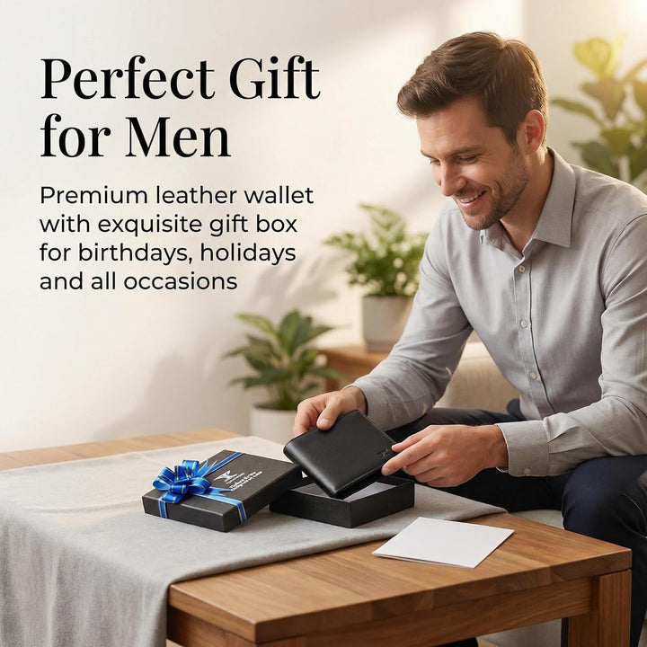 TOPFORGES Cartera de piel auténtica RFID para hombre, delgada, pleg...