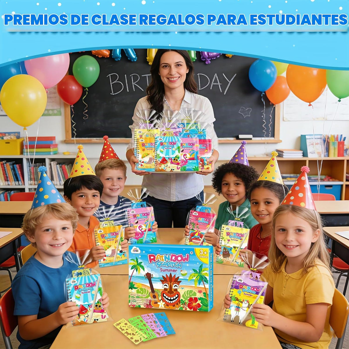 ZMLM Paquete de 24 cuadernos con diseño de arco iris para niños, recuerdos
