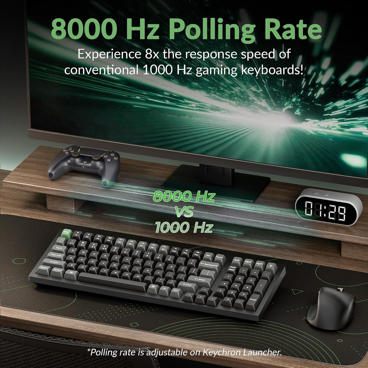Keychron Teclado mecánico inalámbrico K4 Ultra 8K 96% con teclado numérico, 2.4 GHz/Bluetooth/cableado, 600 horas de duración de la batería ZMK Launcher, RGB intercambiable en caliente con