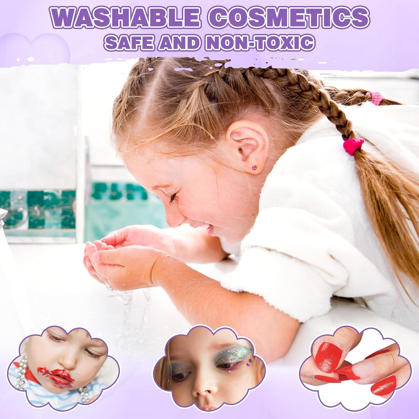 Juego de 99 piezas de maquillaje para niñas, juguetes de princesa,...