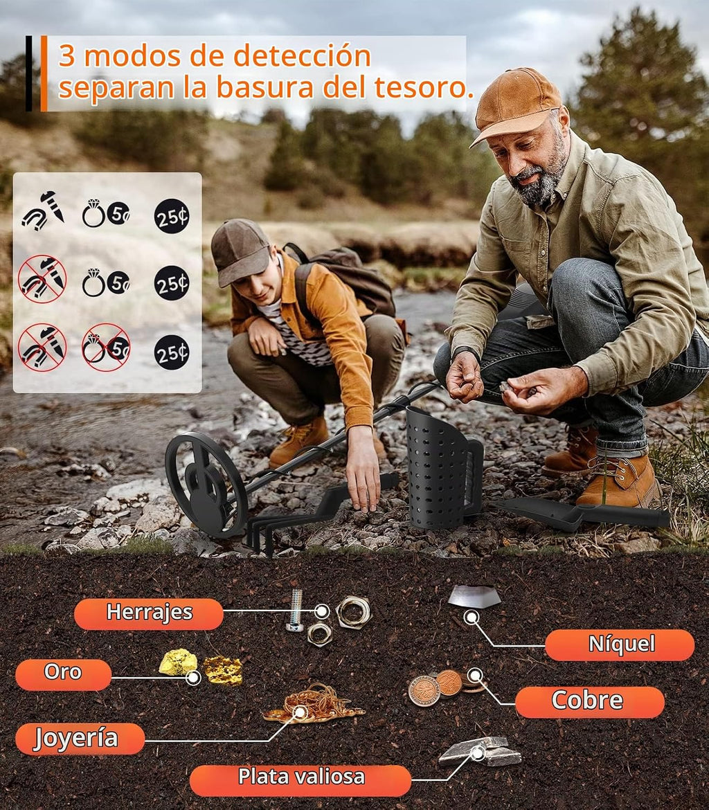 Detector de metales MD-4070 para niños, fácil de usar, divertida pantalla LCD, ligero y ajustable, detector de metales para niños, bobina impermeable de 8 pulgadas, caza de playa/patio