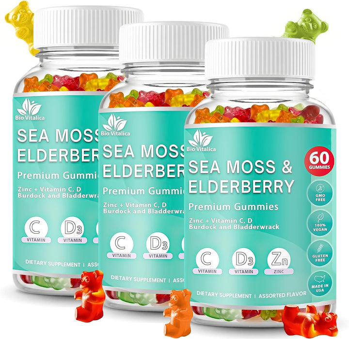 BIO VITALICA Gomitas de musgo marino irlandés con saúco, gomitas ve...