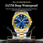 Poedagar Reloj de pulsera casual de lujo para hombre, resistente al agua, luminoso, con fecha, para hombre, de acero inoxidable, de cuarzo, para hombre