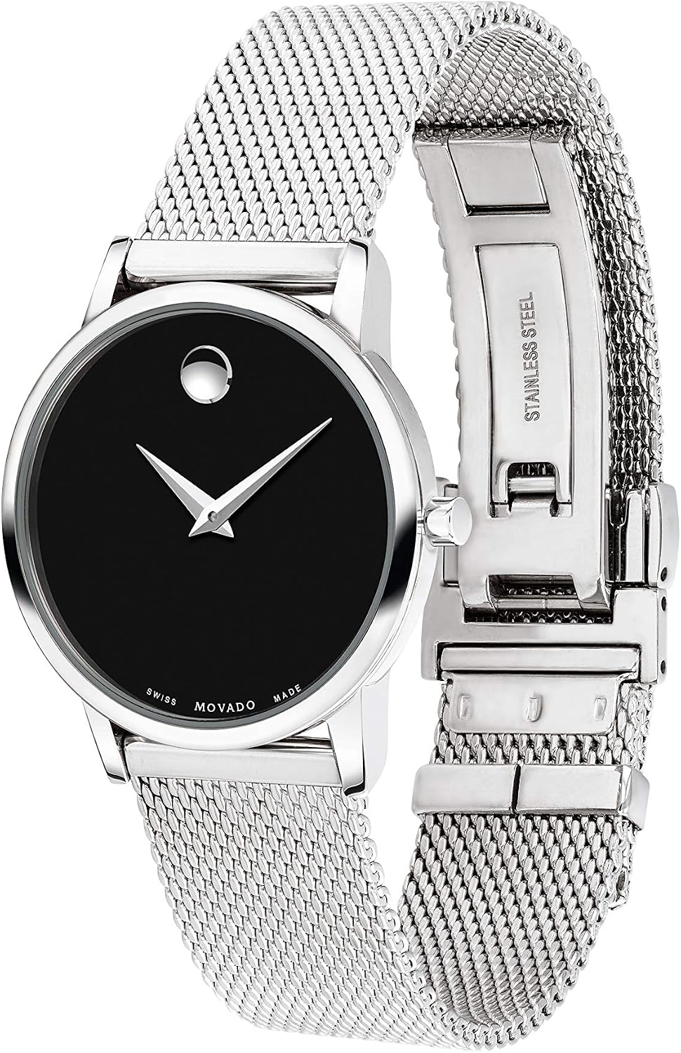 Reloj Movado Museum Classic para mujer - Movimiento de cuarzo suizo, brazalete de malla de acero inoxidable - Resistencia al agua 3 ATM - Reloj de moda de lujo para ella - 28 mm