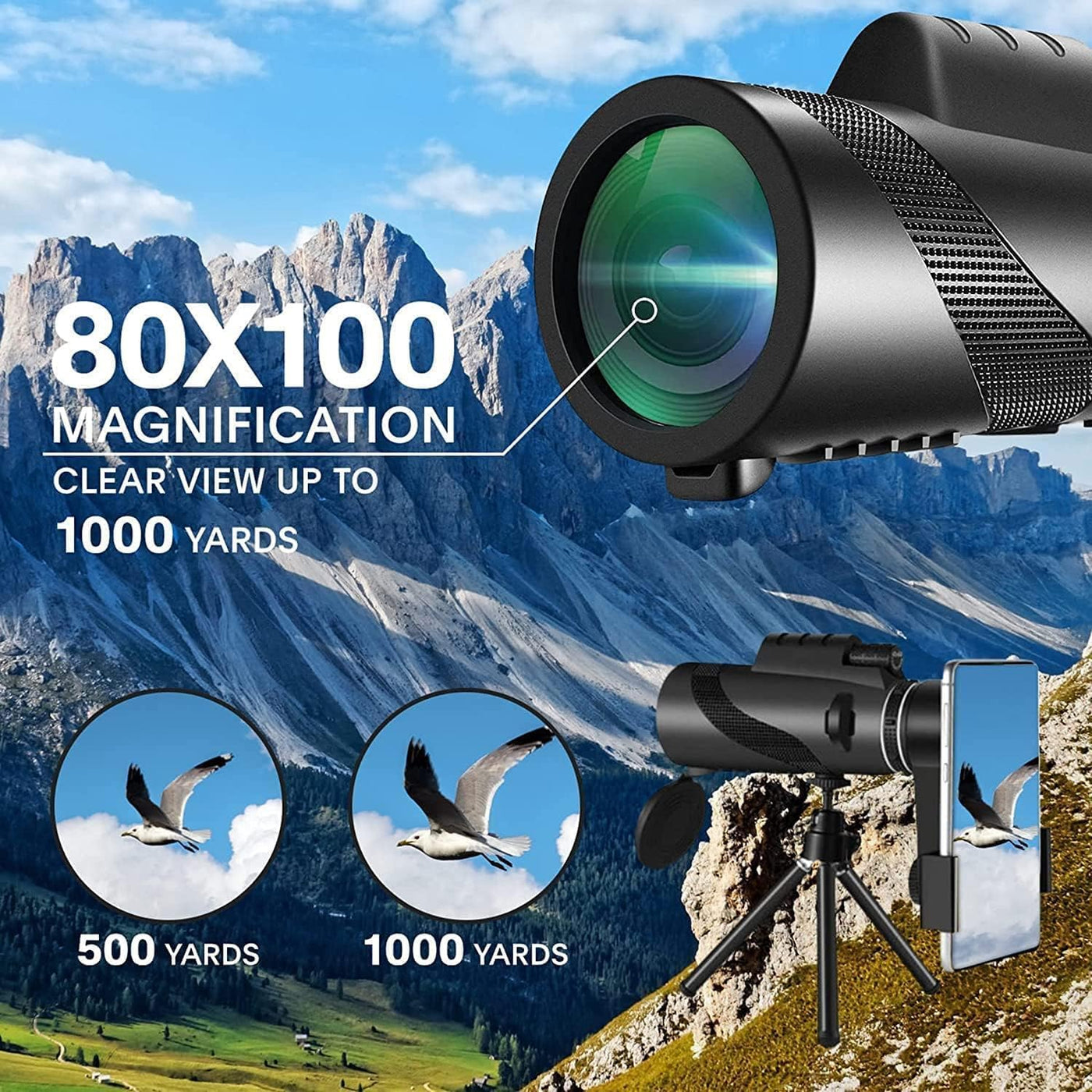 Telescopio monocular 80x100 de alta potencia Monoculares