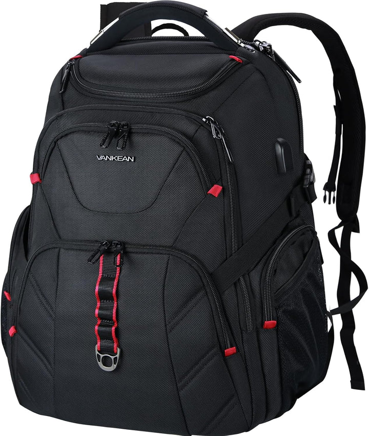 VANKEAN Mochila de viaje para laptop de 17.3", Negro, Grande