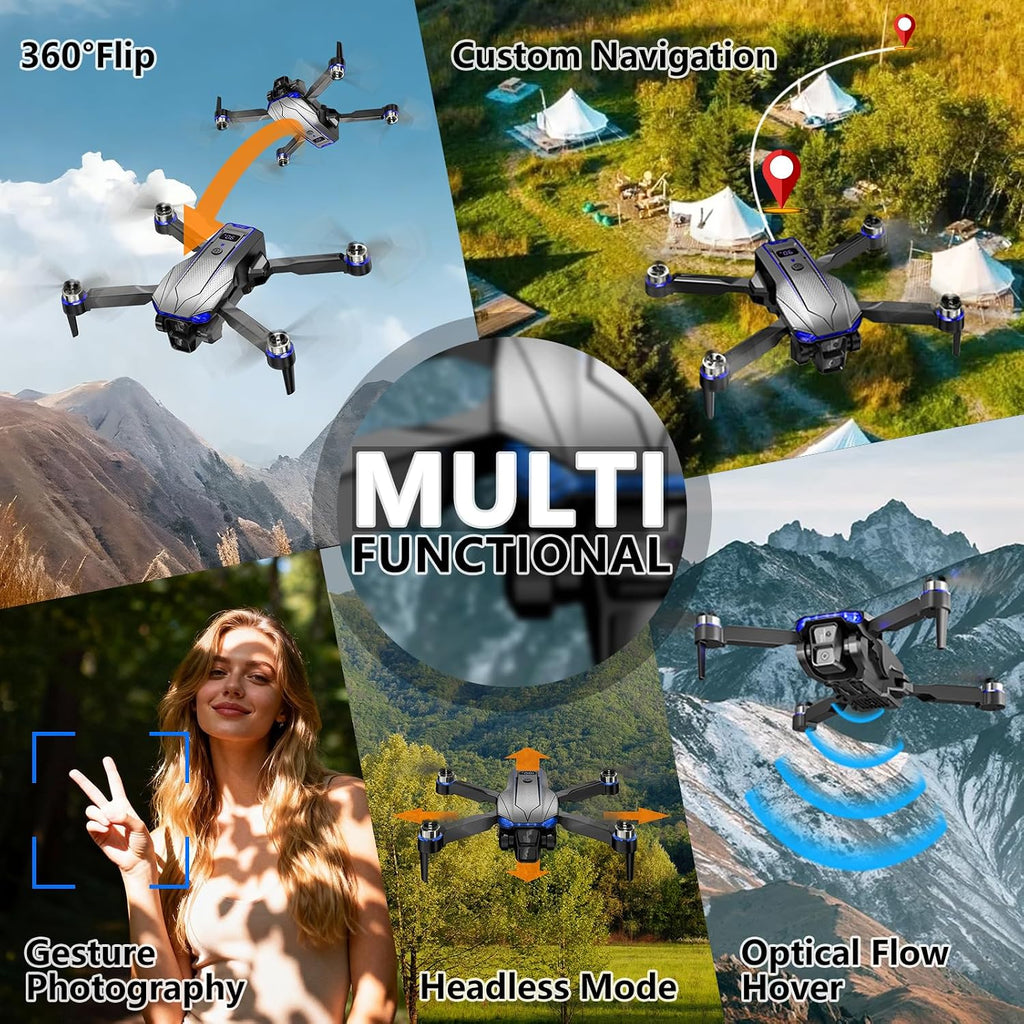 FPV Drone con cámara 1080P – Liquidación! Mini dron RC plegable con funda de transporte, 2 baterías, selfie gesto, retención de altitud, despegue/aterrizaje con una tecla, giros 3D, adultos y niños - solo $25.99