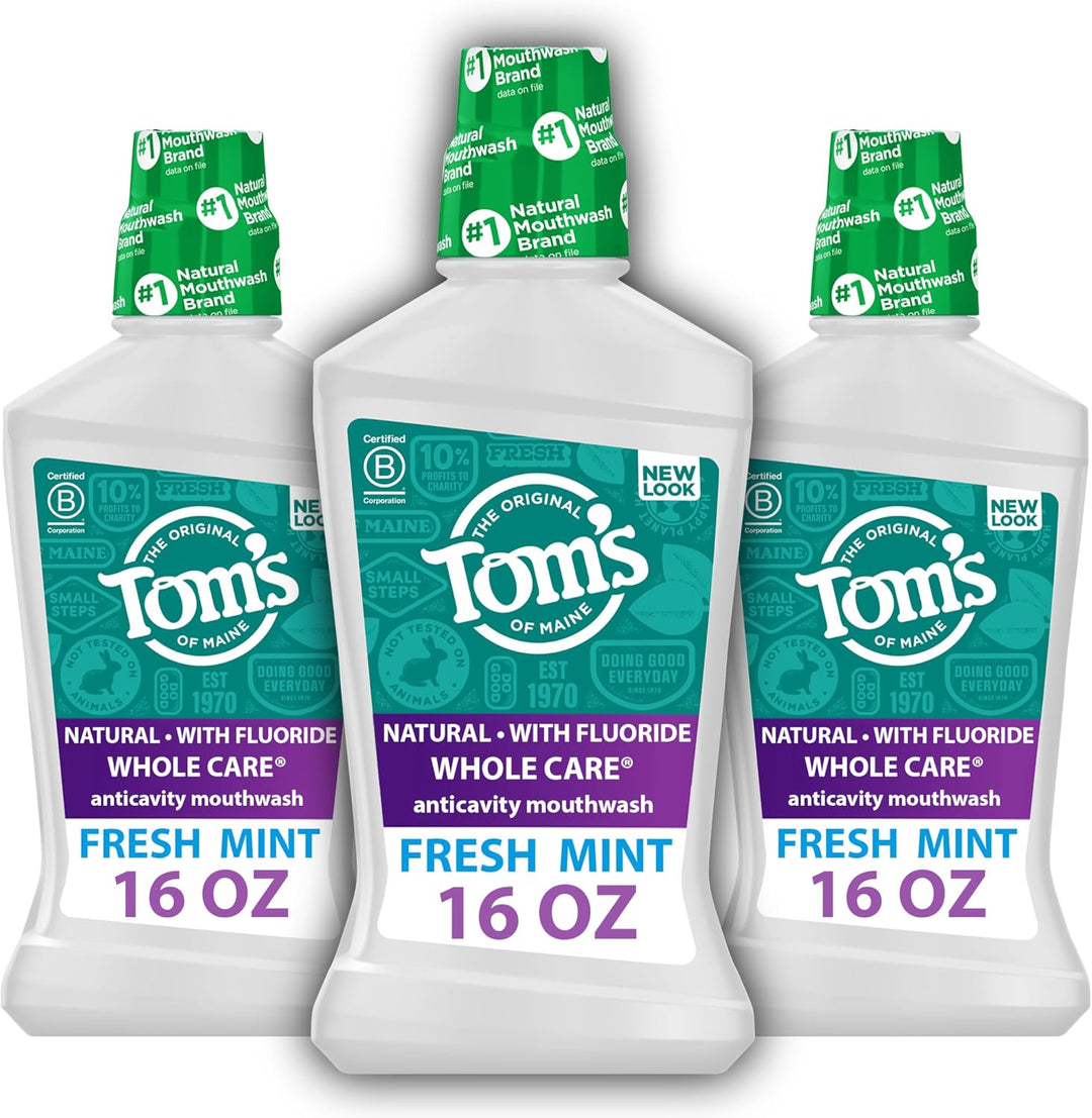 Tom's Of Maine Whole Care - Enjuague bucal natural con flúor, m...