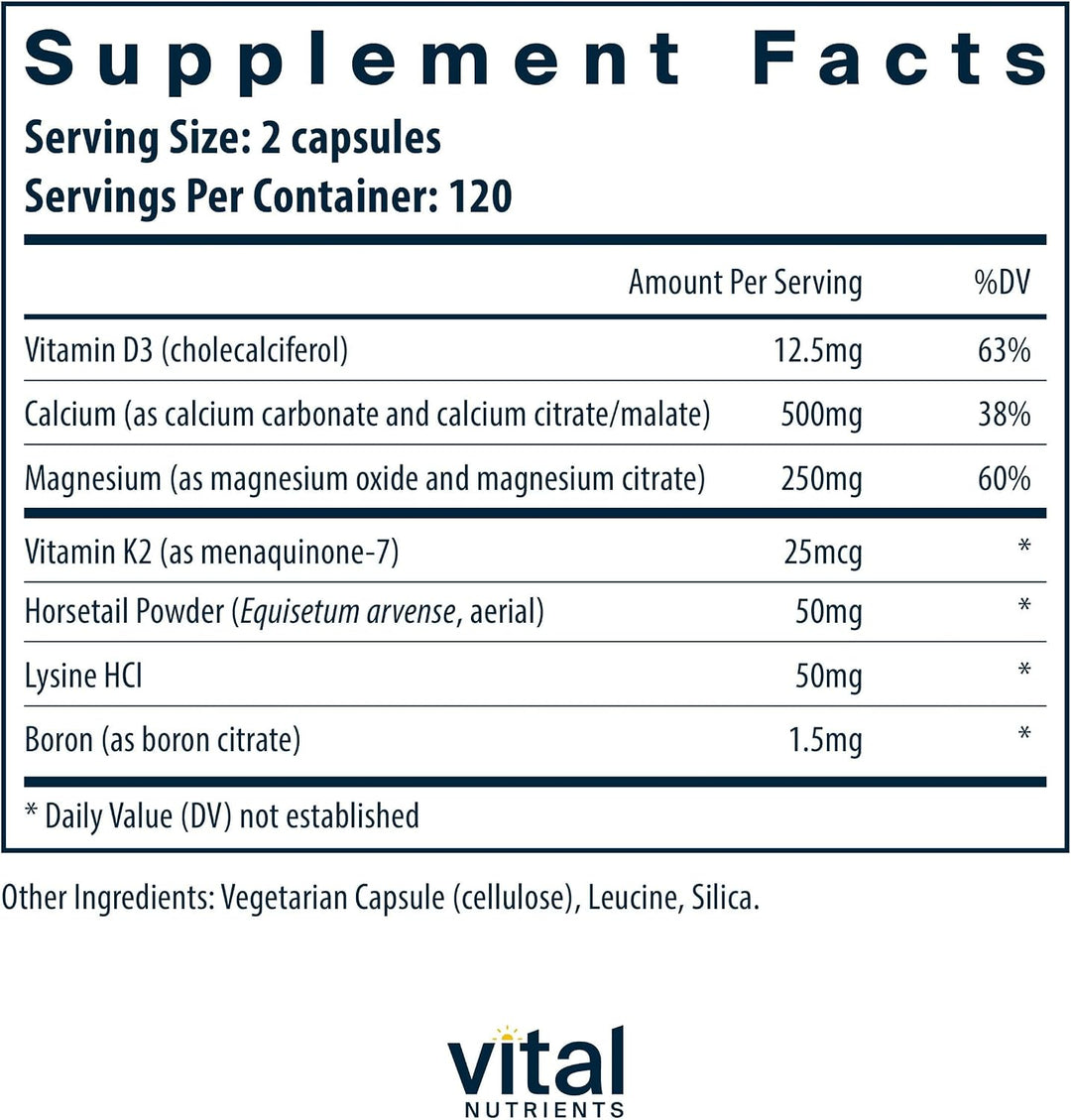 Vital Nutrients Osteo-Nutrients II - Vitamina K2 + D3, calcio, boro...
