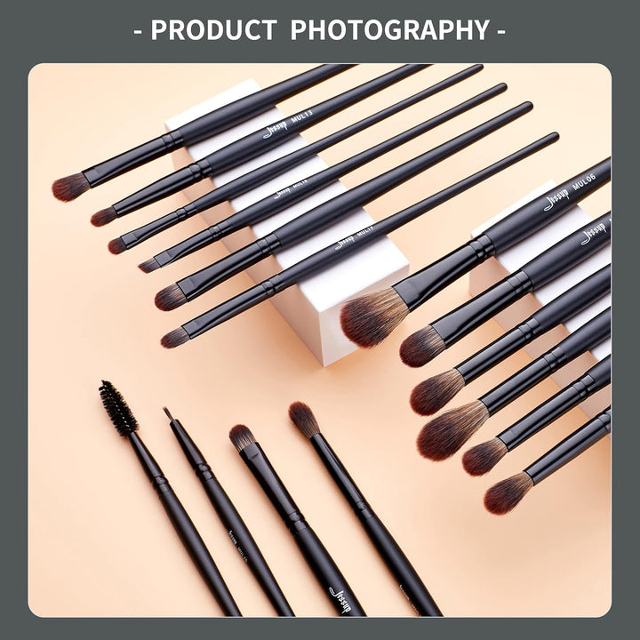 Jessup Juego de brochas de maquillaje veganas con corrector en polv...