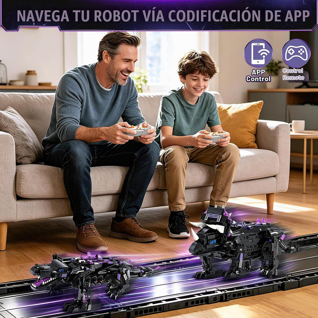 Kit de construcción de robot de dinosaurio STEM 5 en 1, aplicación 935 piezas y control remoto, reconstruye en T-Rex, triceratops, cocodrilo, robot y monstruo, regalo de ingeniería para niños y niñas
